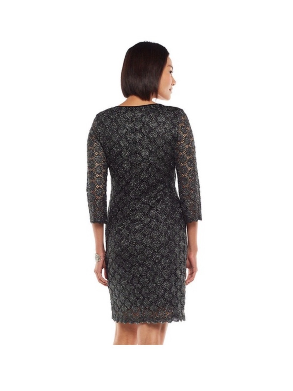 Ronni Nicole Black Lace Scoop Neck Sheath Dress - Picture 2 of 6